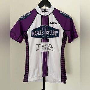 💜 Louis Garneau Naples Cyclery Full Zip Cycling Jersey 🚴 Purple/White | M